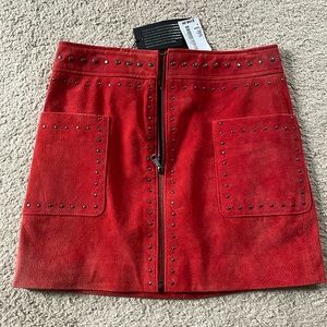 Bagatelle South Moon Under Red Suede Skirt